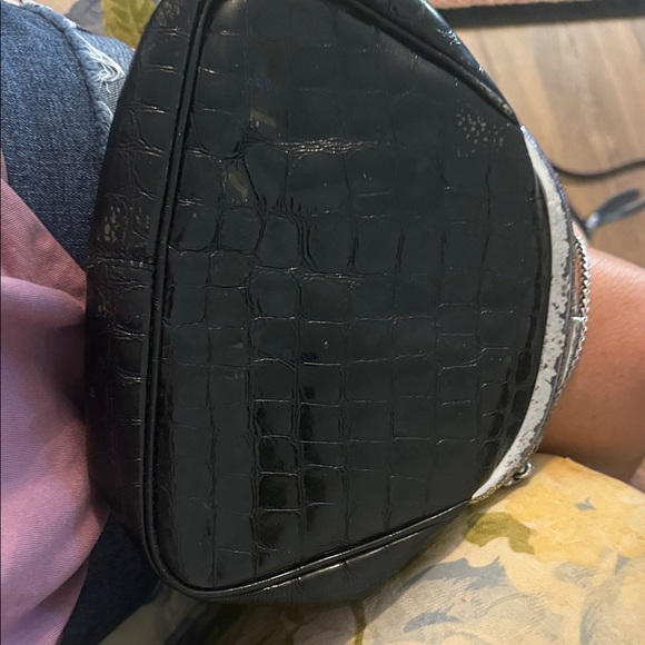 Brighton Black Crocodile-Embossed Clutch with Chain- vintage - Picture 2 of 9